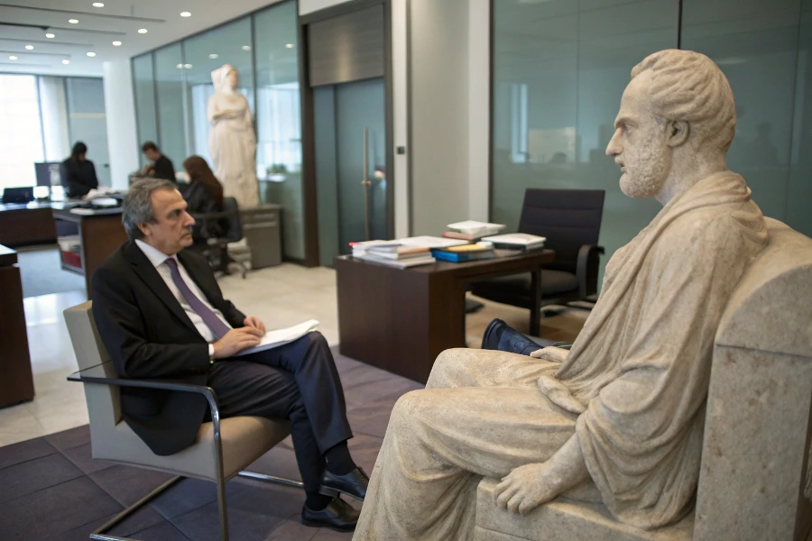 a-greek-sculpture-as-a-business-consular-talking